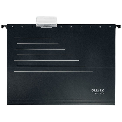 Leitz Alpha Recycle Manilla Suspension Files, V Base, A4, Black, Pack of 10