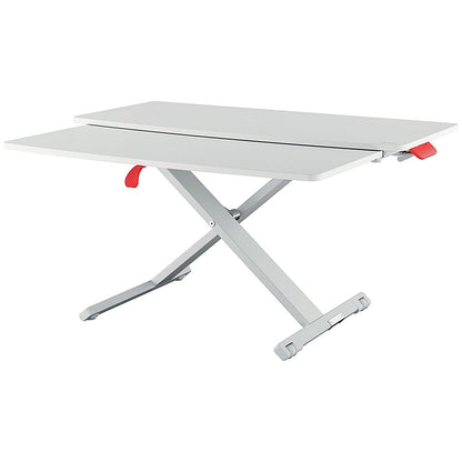 Leitz Ergo Cosy Tabletop Sit Stand Workstation with Sliding Tray, Adjustable Height, White