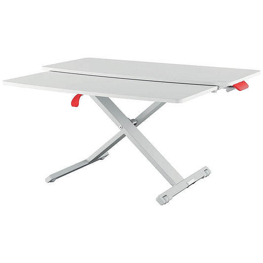 Leitz Ergo Cosy Tabletop Sit Stand Workstation with Sliding Tray, Adjustable Height, White