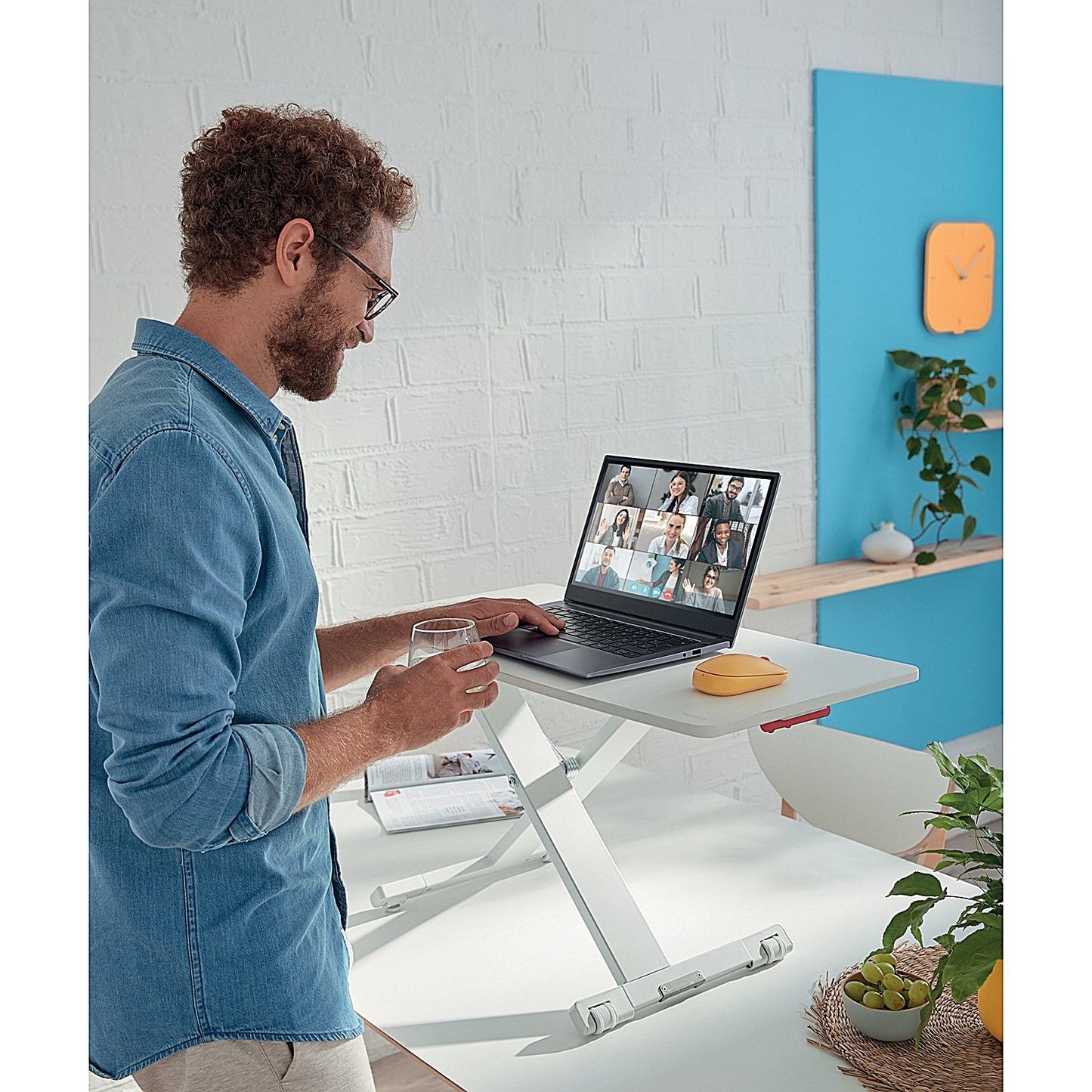 Leitz Ergo Cosy Tabletop Sit Stand Workstation, Adjustable Height, White