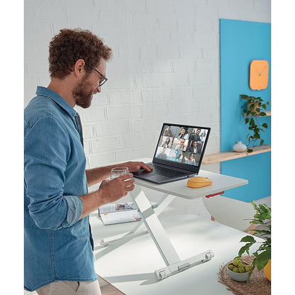 Leitz Ergo Cosy Tabletop Sit Stand Workstation, Adjustable Height, White