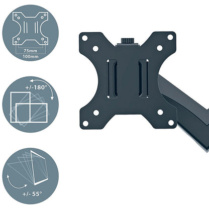 Leitz Ergo Dual Monitor and Laptop Arm, Adjustable Height and Tilt, Dark Grey