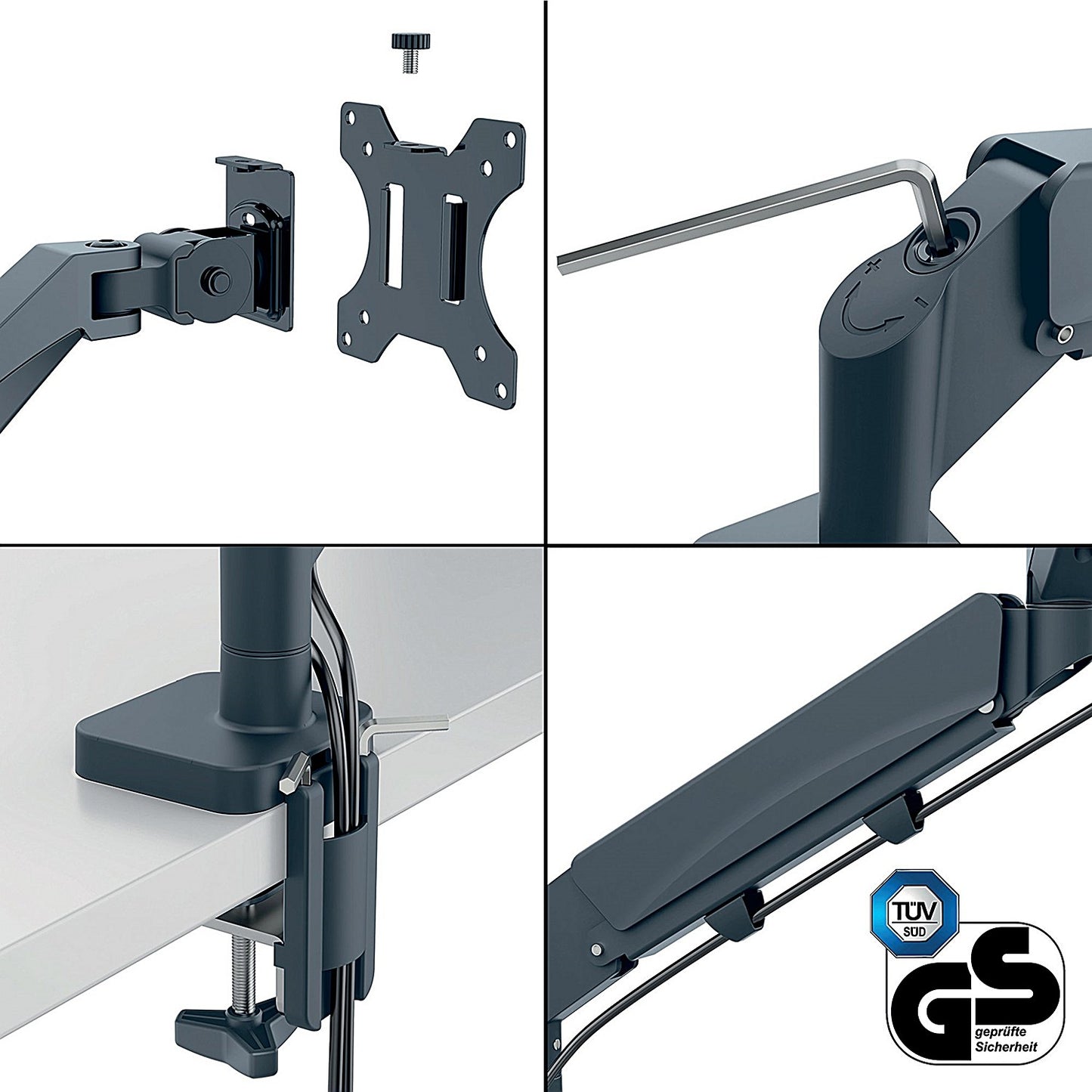 Leitz Ergo Dual Monitor and Laptop Arm, Adjustable Height and Tilt, Dark Grey