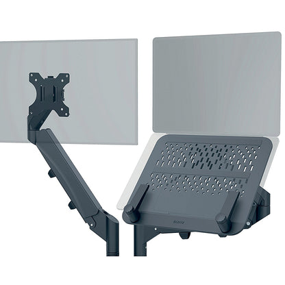 Leitz Ergo Dual Monitor and Laptop Arm, Adjustable Height and Tilt, Dark Grey