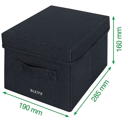 Leitz Fabric Storage Box with Lid, Twinpack, Small, Grey