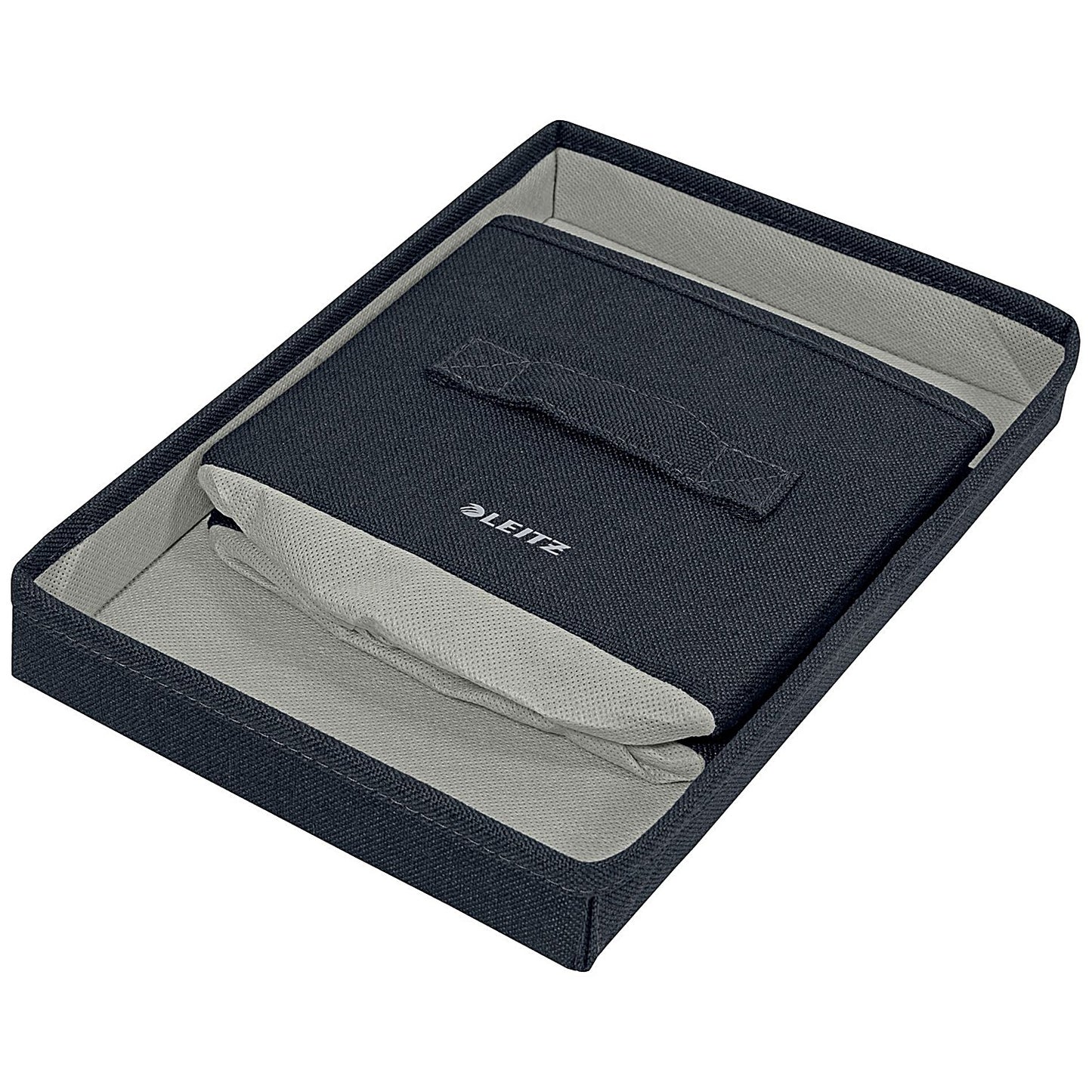 Leitz Fabric Storage Box with Lid, Twinpack, Small, Grey