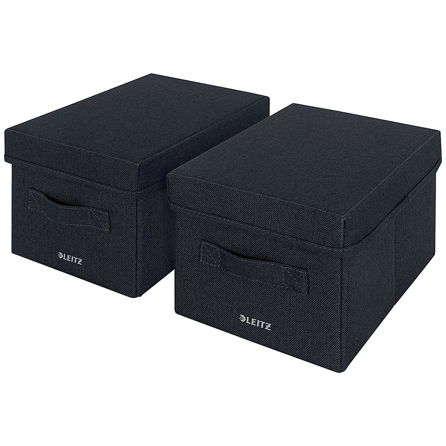 Leitz Fabric Storage Box with Lid, Twinpack, Small, Grey