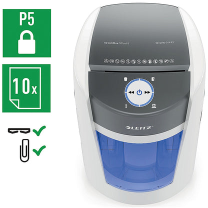Leitz IQ OptiMax Office P-5 Micro Cut Paper Shredder, 35 Litres