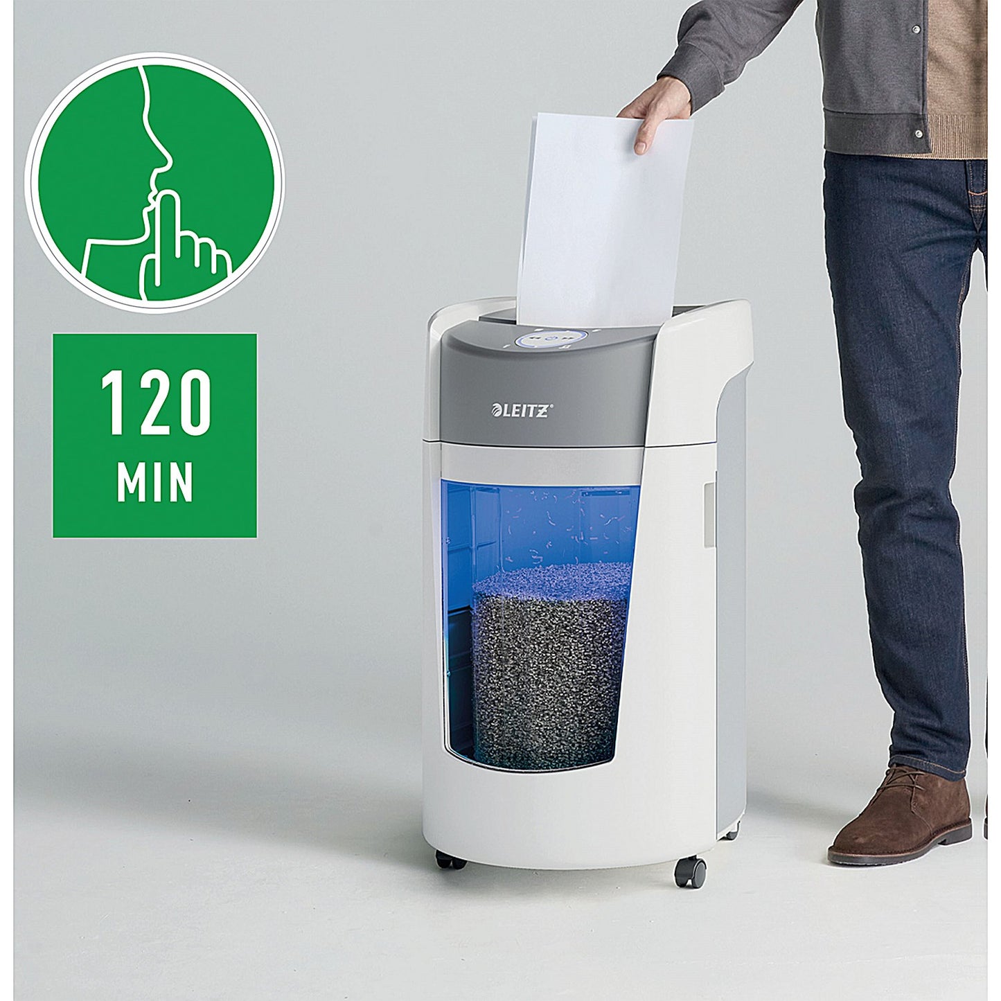 Leitz IQ OptiMax Office P-5 Micro Cut Paper Shredder, 35 Litres