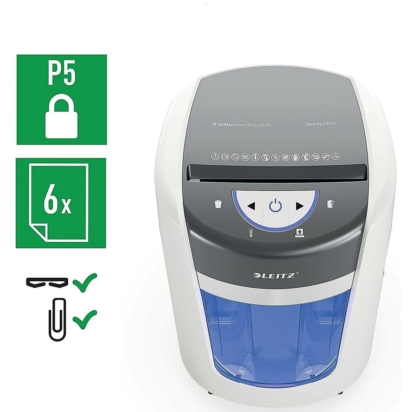 Leitz IQ OptiMax Home Office Paper Shredder 15L White 83581000