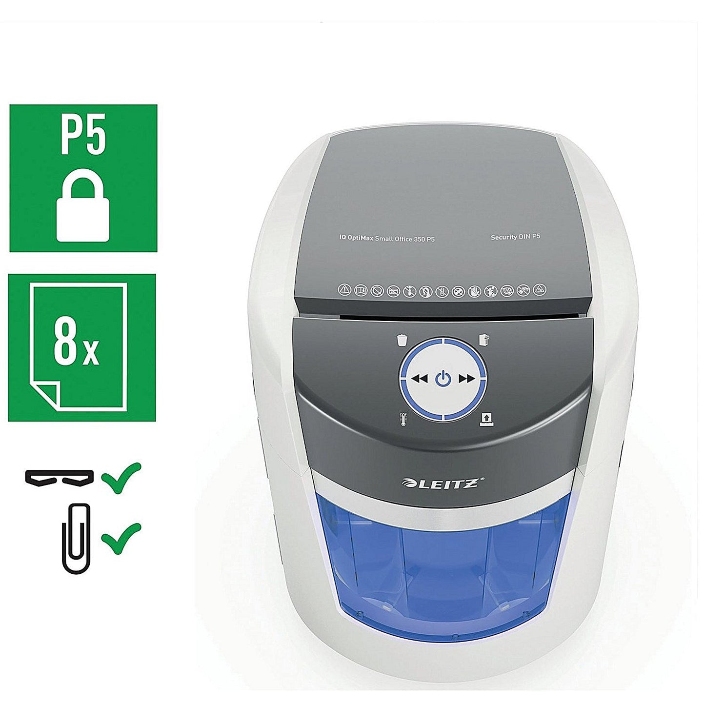 Leitz IQ OptiMax Small Office Paper Shredder 22L White 83591000
