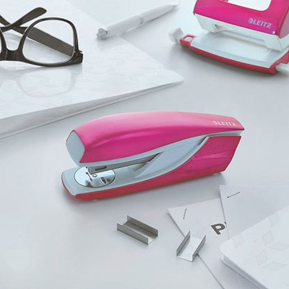 Leitz NeXXt Wow Half Strip Stapler, Capacity 30 Sheets, Pink