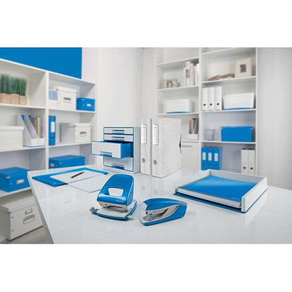Leitz NeXXt Wow Half Strip Stapler, Capacity 30 Sheets, Blue