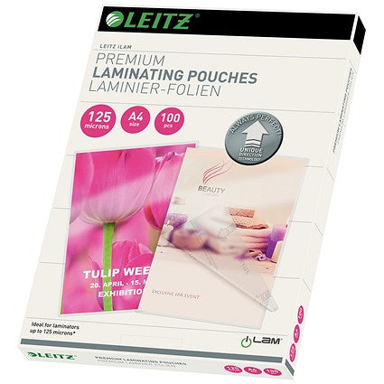 Leitz iLAM Prem A4 Laminating Pouches, 125 Microns, Glossy, Pack of 100