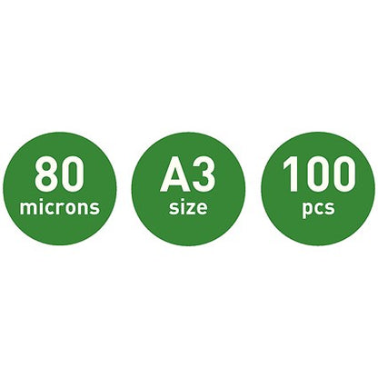 Leitz iLAM Prem A3 Laminating Pouches, 160 Microns, Glossy, Pack of 100