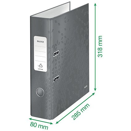 Leitz Wow A4 Lever Arch File, 80mm Spine, Red, Pack of 10