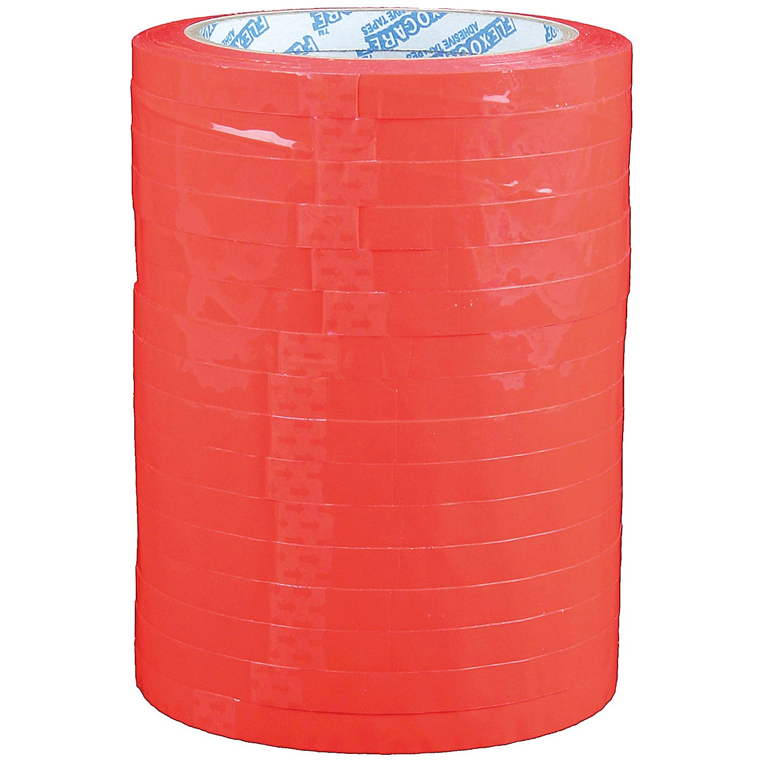 Flexocare Polypropylene Bag Neck Tape, 9mmx66m, Red, Pack of 16