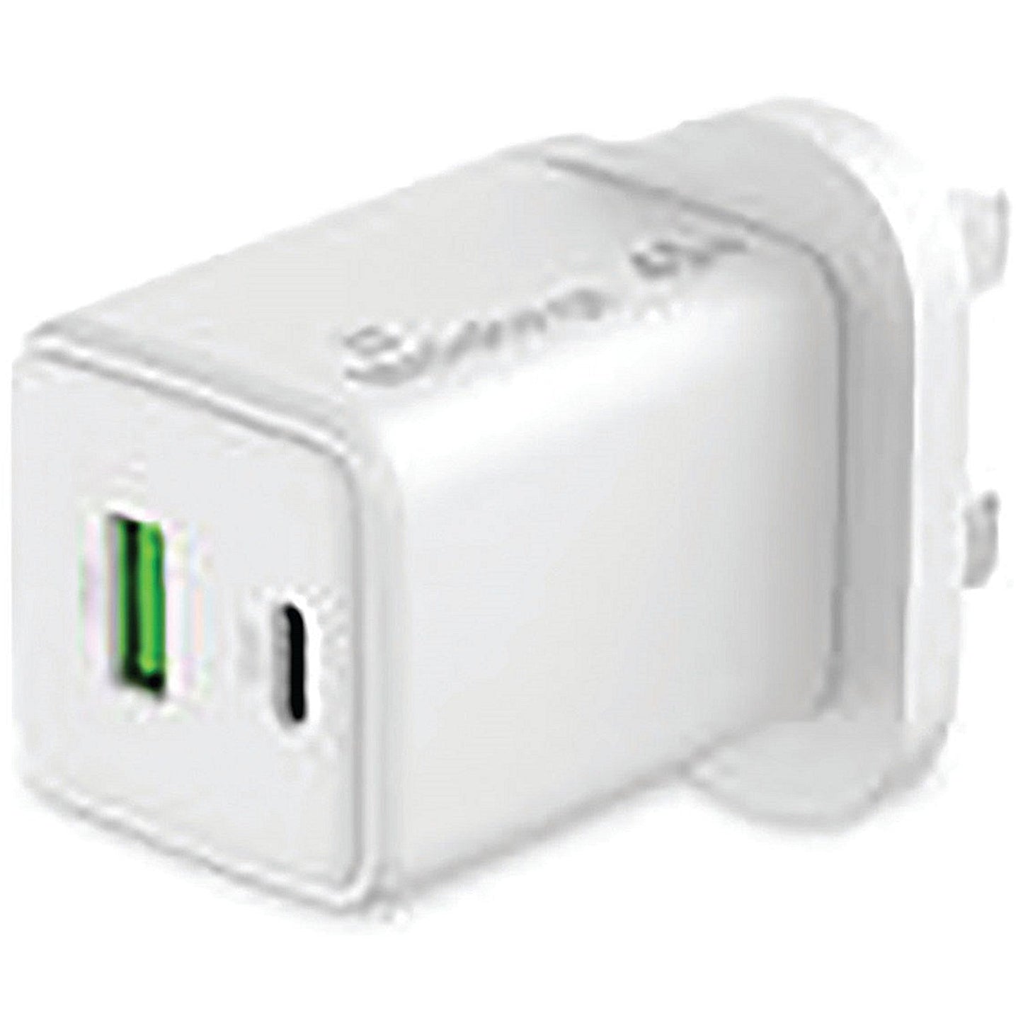 MediaRange GaN Fast Charging Adapter UK Plug, 1xUSB-C and 1xUSB-A, 45W, White