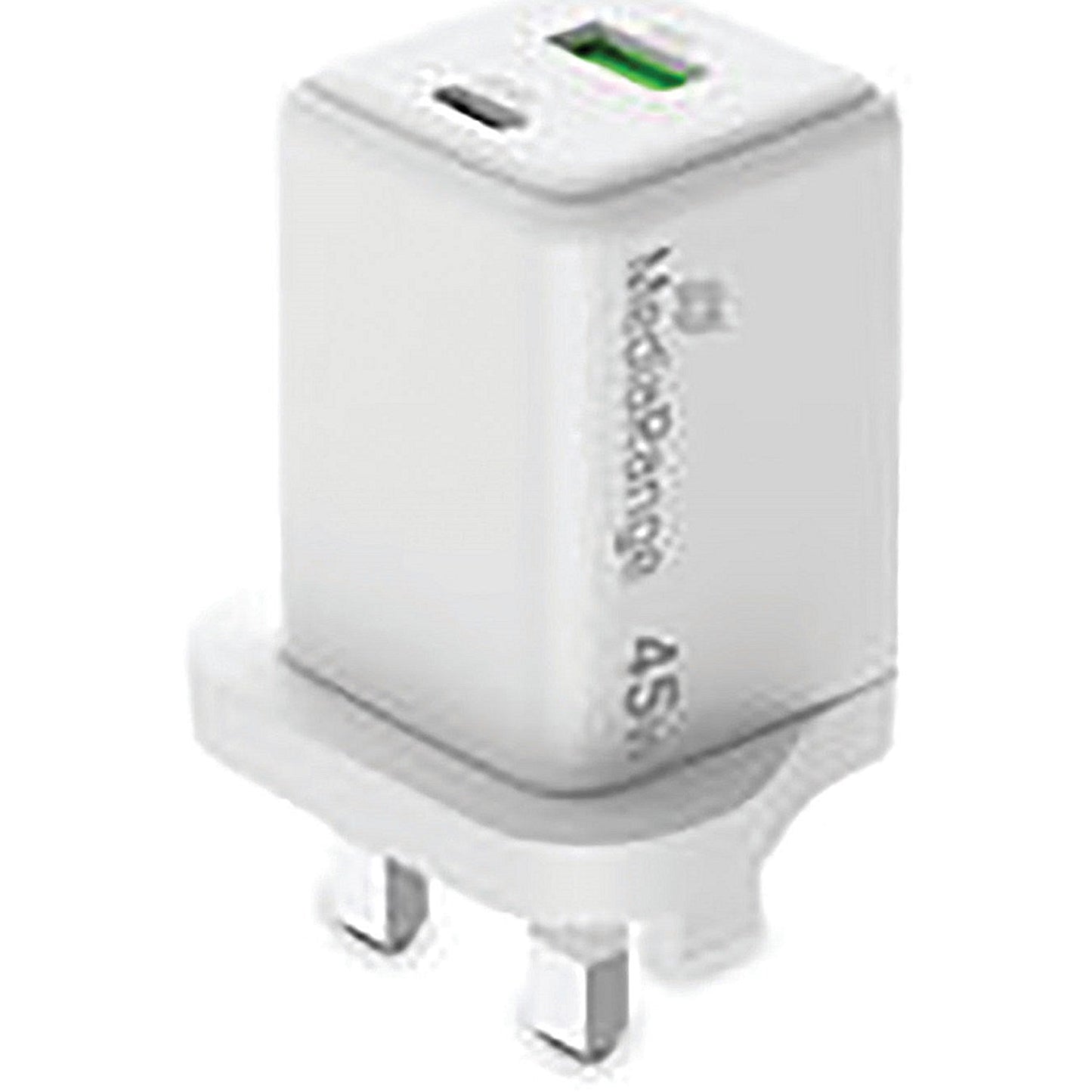 MediaRange GaN Fast Charging Adapter UK Plug, 1xUSB-C and 1xUSB-A, 45W, White Easy2Order : ME87895