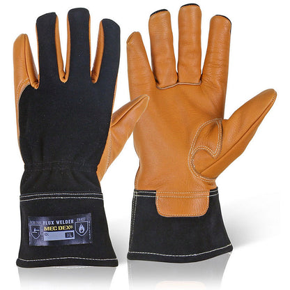 Mec Dex Flux Welder Mechanics Gloves, Black & Brown, Large