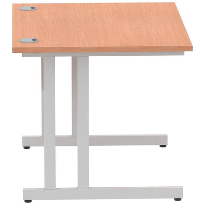 Impulse 1000mm Rectangular Desk, Silver Cantilever Leg, Beech