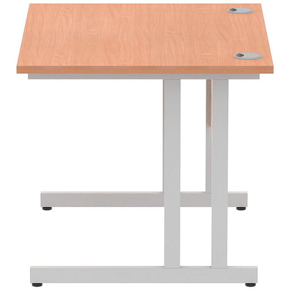 Impulse 1000mm Rectangular Desk, Silver Cantilever Leg, Beech