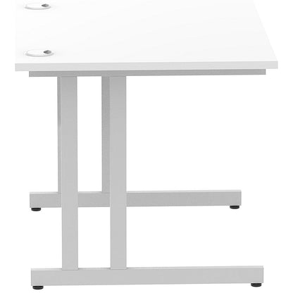 Impulse 1000mm Rectangular Desk, Silver Cantilever Leg, White