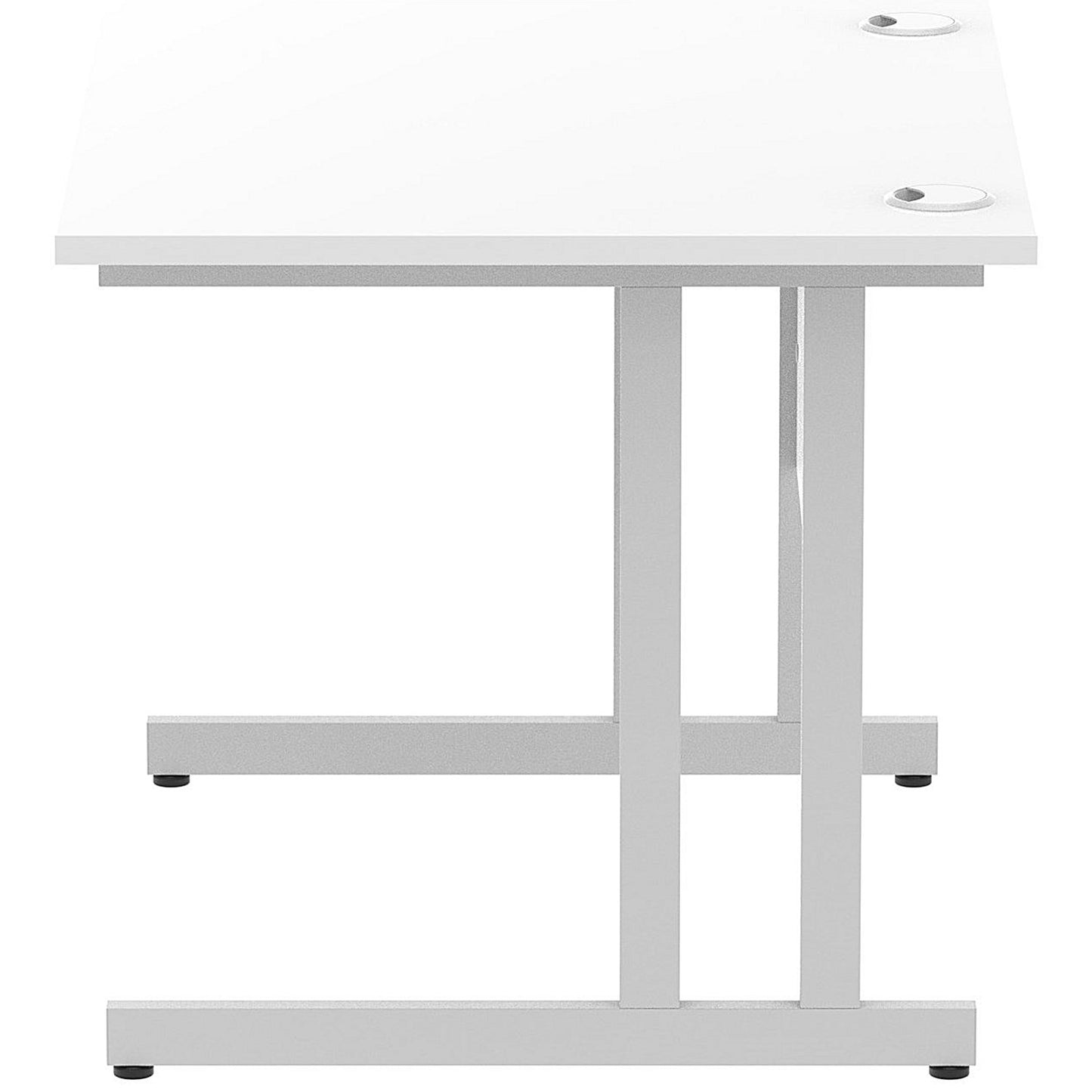 Impulse 1000mm Rectangular Desk, Silver Cantilever Leg, White