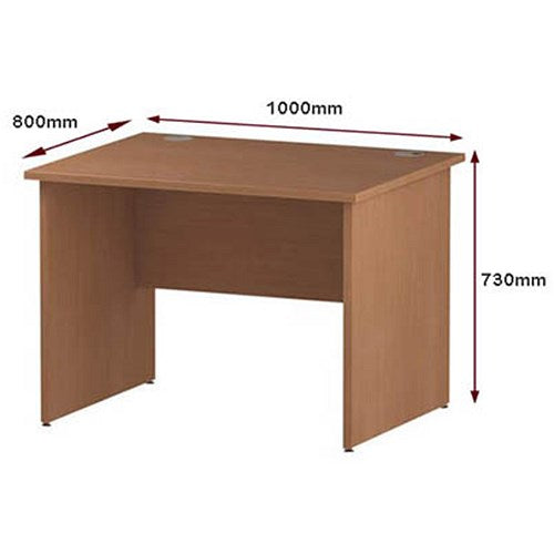 Impulse 1000mm Rectangular Desk, Panel End Leg, Beech