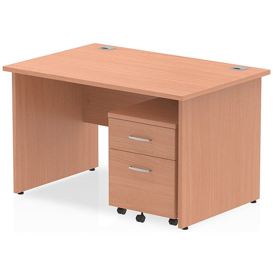Impulse 1200mm Rectangular Desk, Panel End Leg, 2 Drawer Mobile Pedestal, Beech Easy2Order : MI000910