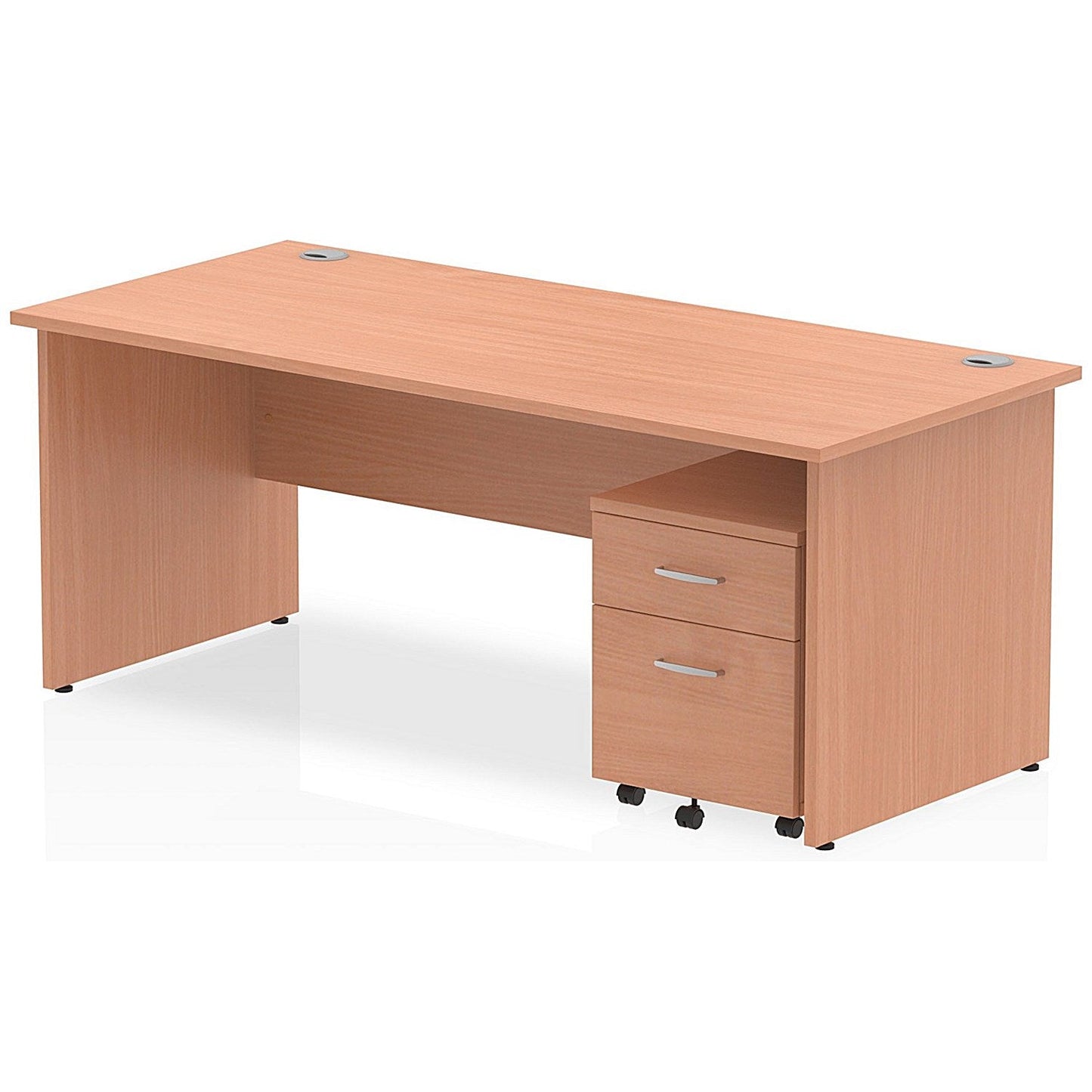 Impulse 1800mm Rectangular Desk, Panel End Leg, 2 Drawer Mobile Pedestal, Beech Easy2Order : MI000913