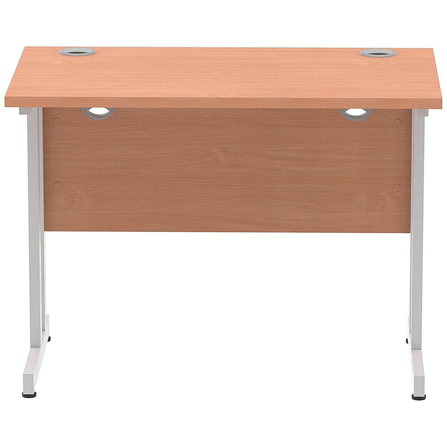 Impulse 1000mm Slim Rectangular Desk, Silver Cantilever Leg, Beech