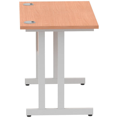 Impulse 1000mm Slim Rectangular Desk, Silver Cantilever Leg, Beech