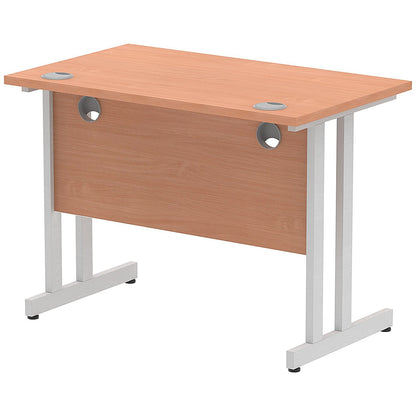 Impulse 1000mm Slim Rectangular Desk, Silver Cantilever Leg, Beech