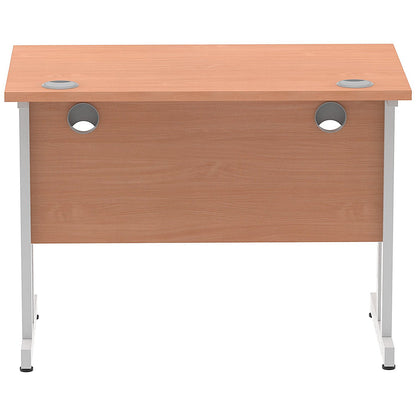 Impulse 1000mm Slim Rectangular Desk, Silver Cantilever Leg, Beech
