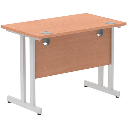 Impulse 1000mm Slim Rectangular Desk, Silver Cantilever Leg, Beech