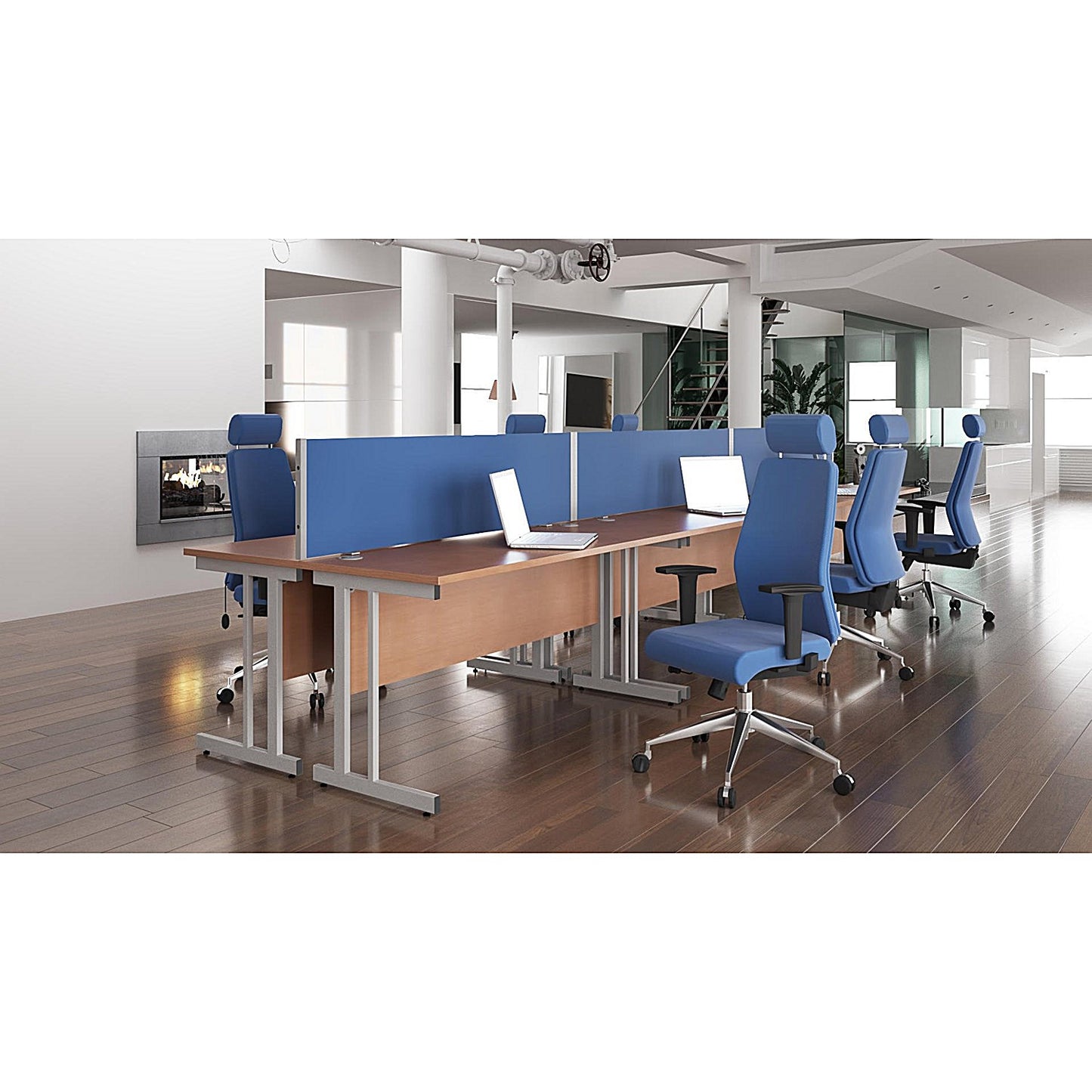 Impulse 1000mm Slim Rectangular Desk, Silver Cantilever Leg, Beech