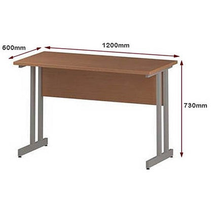 Impulse 1200mm Slim Rectangular Desk, Silver Cantilever Leg, Beech