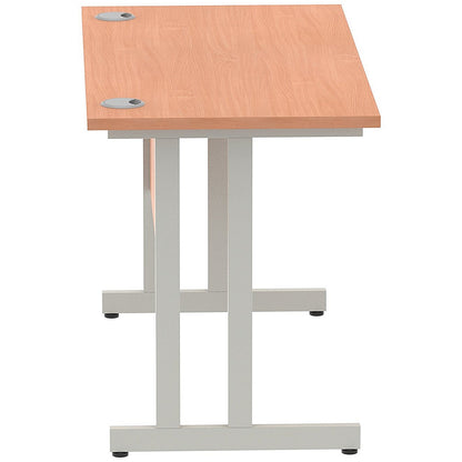 Impulse 1200mm Slim Rectangular Desk, Silver Cantilever Leg, Beech
