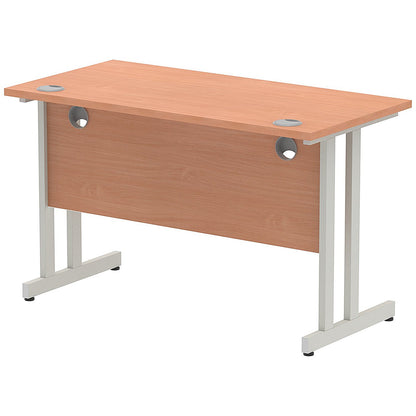 Impulse 1200mm Slim Rectangular Desk, Silver Cantilever Leg, Beech