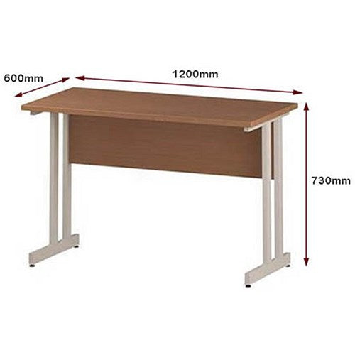 Impulse 1200mm Slim Rectangular Desk, White Cantilever Leg, Beech