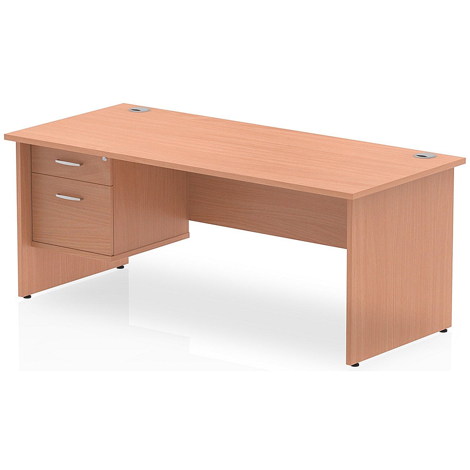 Impulse 1800mm Rectangular Desk With 2 Drawer Fixed Pedestal, Panel End Leg, Beech Easy2Order : MI001736