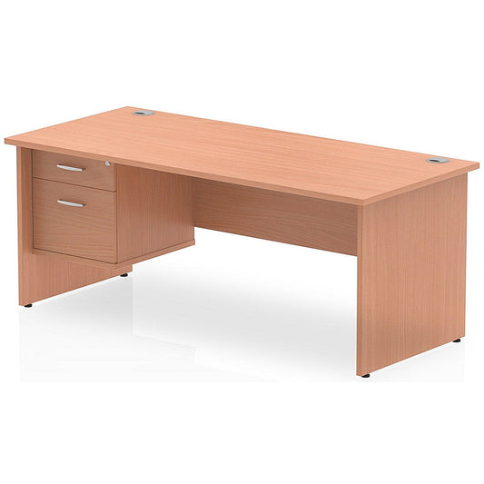 Impulse 1800mm Rectangular Desk With 2 Drawer Fixed Pedestal, Panel End Leg, Beech Easy2Order : MI001736