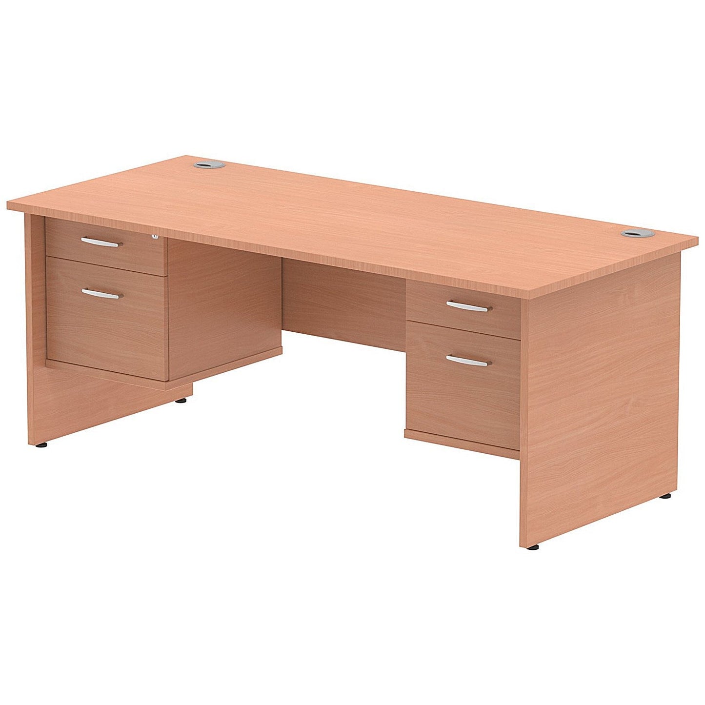Impulse 1800mm Rectangular Desk With 2 x 2 Drawer Fixed Pedestals, Panel End Leg, Beech Easy2Order : MI001744