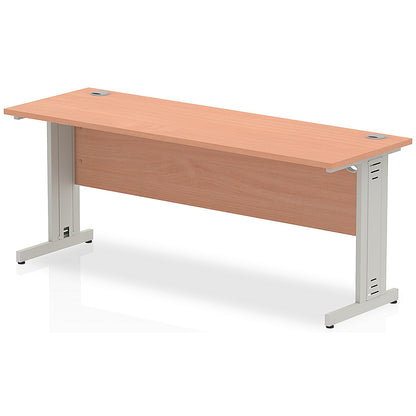 Impulse 1800mm Slim Rectangular Desk, Silver Cable Managed Leg, Beech