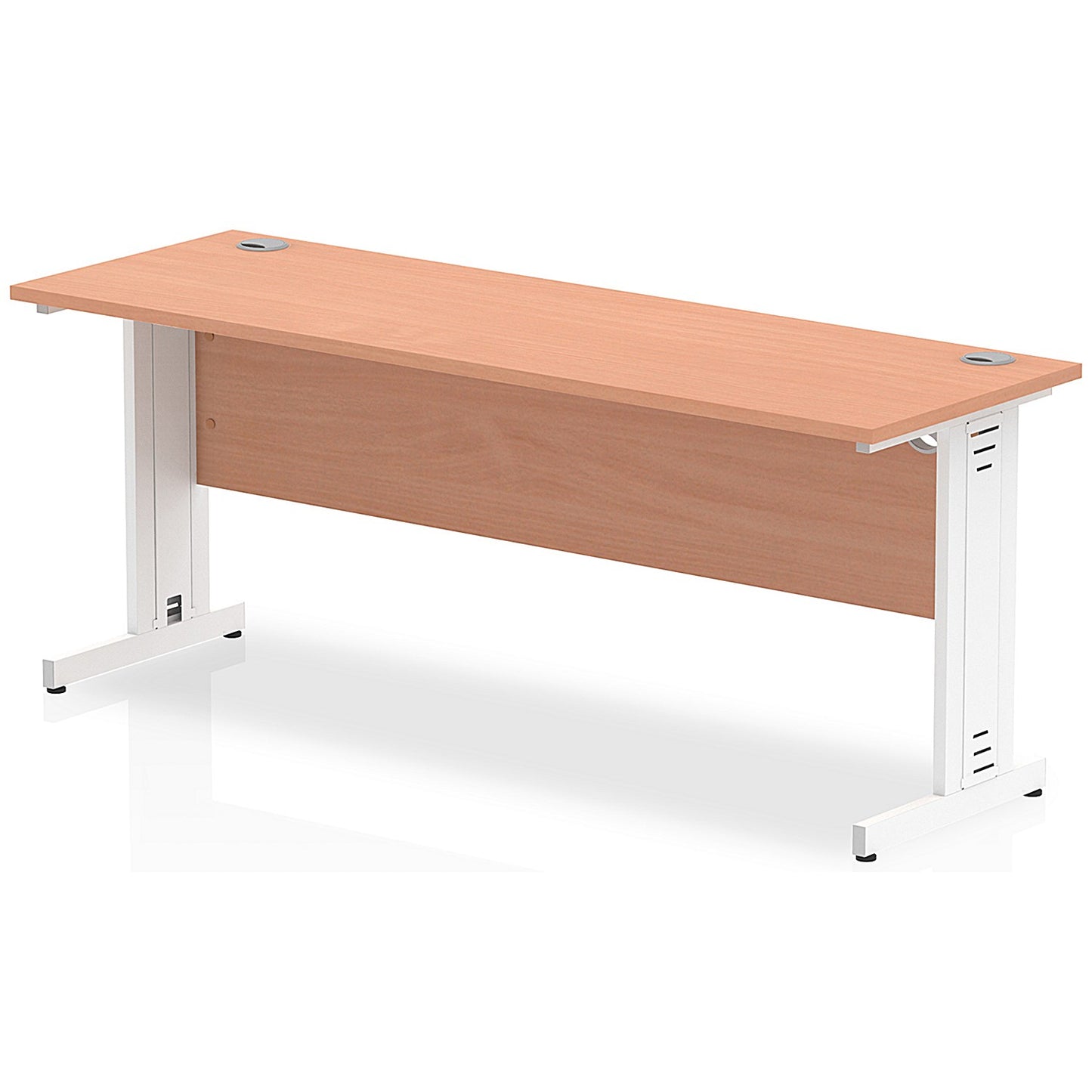 Impulse 1800mm Slim Rectangular Desk, White Cable Managed Leg, Beech