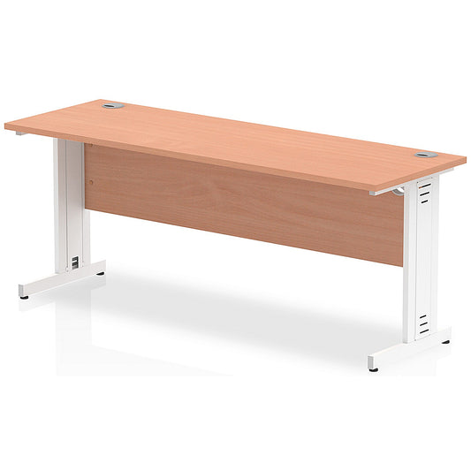 Impulse 1800mm Slim Rectangular Desk, White Cable Managed Leg, Beech