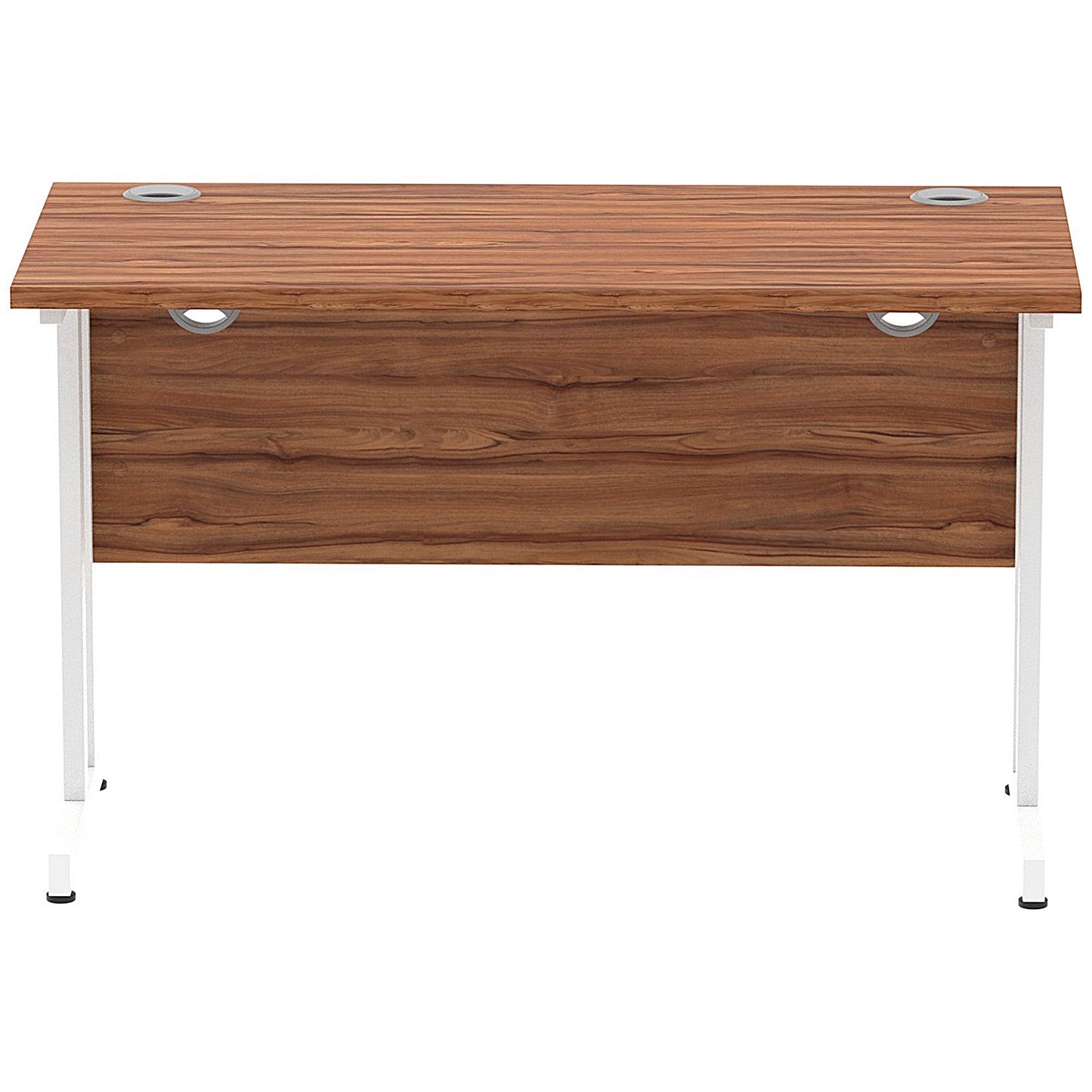 Impulse 1200mm Slim Rectangular Desk, White Cantilever Leg, Walnut