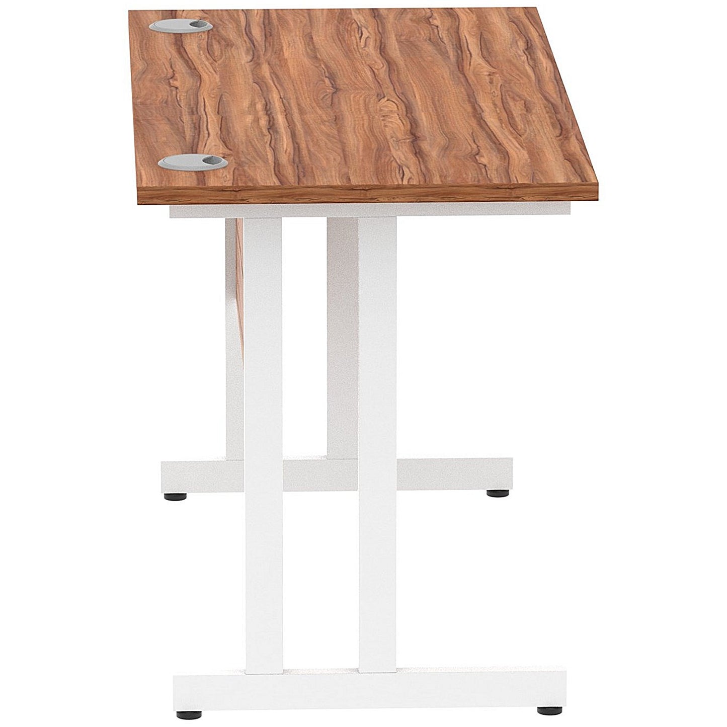 Impulse 1200mm Slim Rectangular Desk, White Cantilever Leg, Walnut