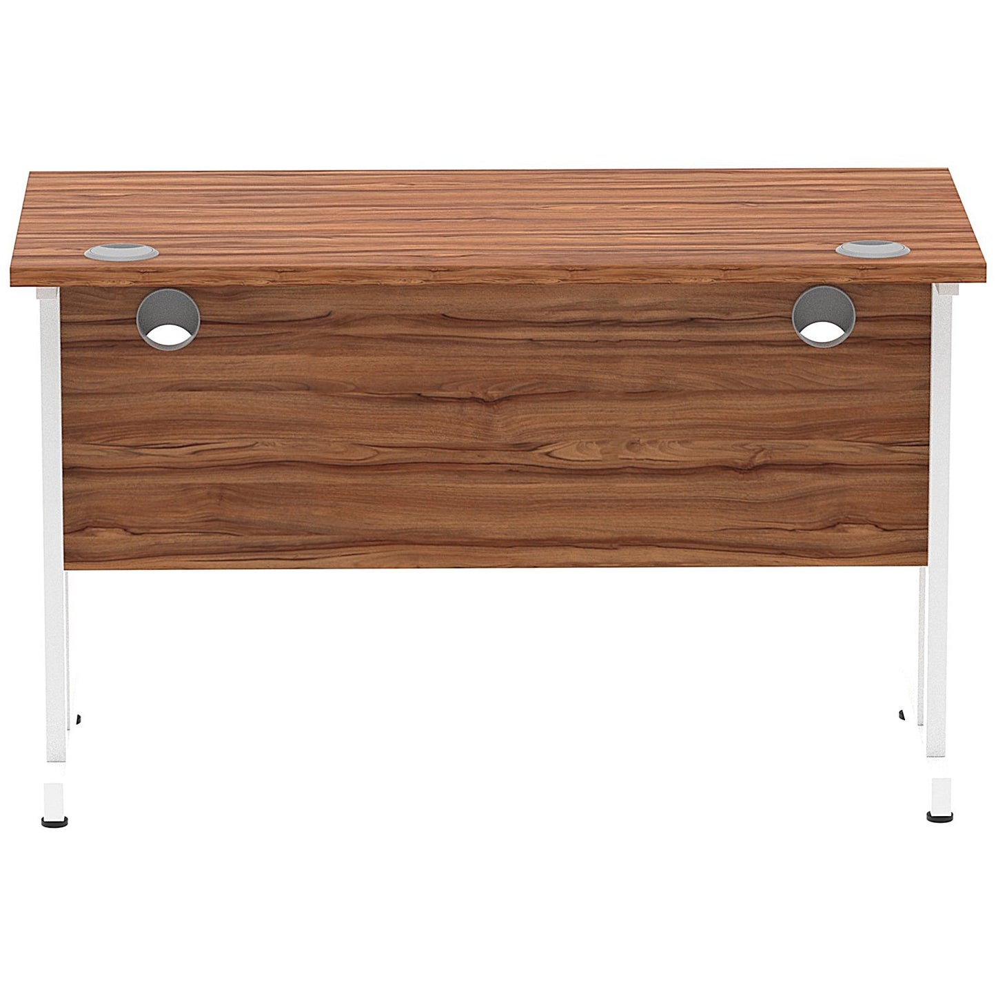 Impulse 1200mm Slim Rectangular Desk, White Cantilever Leg, Walnut